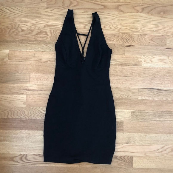 Forever21 Black BodyCon Dress w/ neck details - Picture 5 of 13